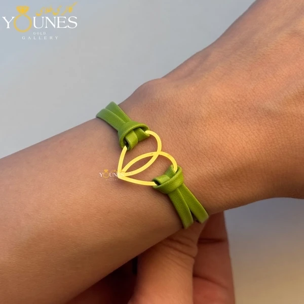 دستبند طلا چرم دولاین قلب